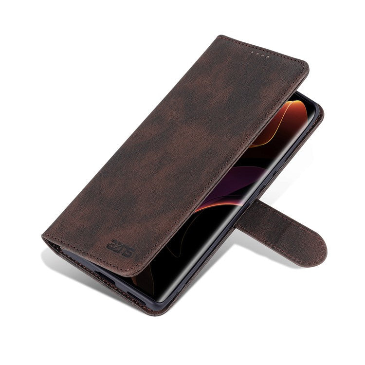 AZNS PU Leather Phone Cse for Honor 60 Wallet Folding Stand Magnetic Shockproof Flip Cover - Brown