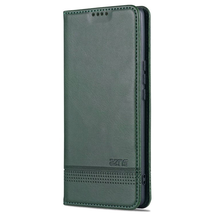 AZNS For Honor 60 SE Adjustable Stand Textured Leather Phone Case Anti-fall Magnetic Auto-absorbed Shell with Wallet - Green