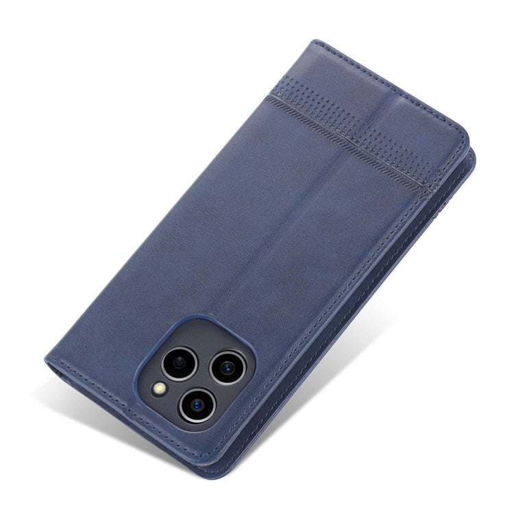 AZNS For Honor 60 SE Adjustable Stand Textured Leather Phone Case Anti-fall Magnetic Auto-absorbed Shell with Wallet - Blue