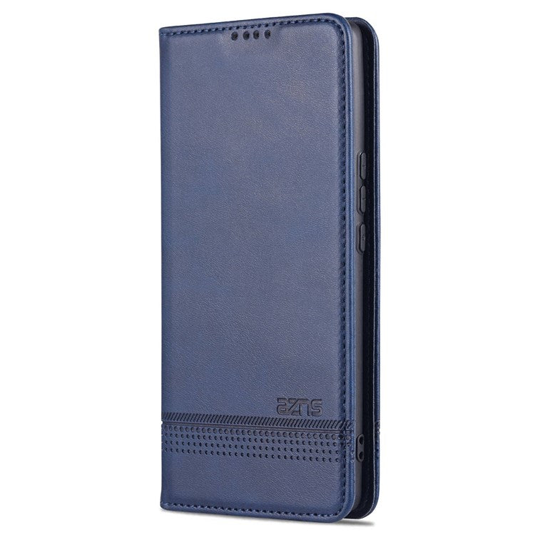 AZNS For Honor 60 SE Adjustable Stand Textured Leather Phone Case Anti-fall Magnetic Auto-absorbed Shell with Wallet - Blue