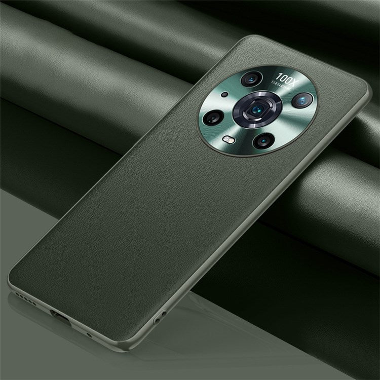 FUKELAI for Honor Magic4 Pro Shockproof Anti-fall Textured PU Leather Coated TPU Cell Phone Case - Blackish Green