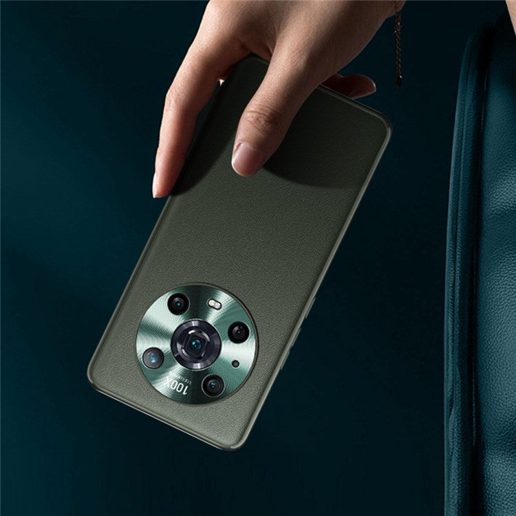 FUKELAI for Honor Magic4 Pro Shockproof Anti-fall Textured PU Leather Coated TPU Cell Phone Case - Orange