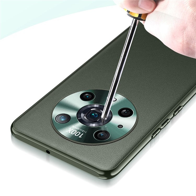 FUKELAI for Honor Magic4 Pro Shockproof Anti-fall Textured PU Leather Coated TPU Cell Phone Case - Orange