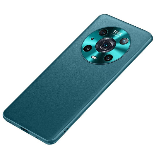 FUKELAI for Honor Magic4 Pro Shockproof Anti-fall Textured PU Leather Coated TPU Cell Phone Case - Green