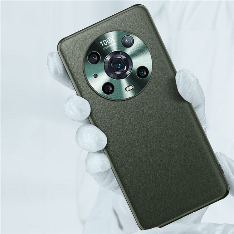 FUKELAI for Honor Magic4 Pro Shockproof Anti-fall Textured PU Leather Coated TPU Cell Phone Case - Green