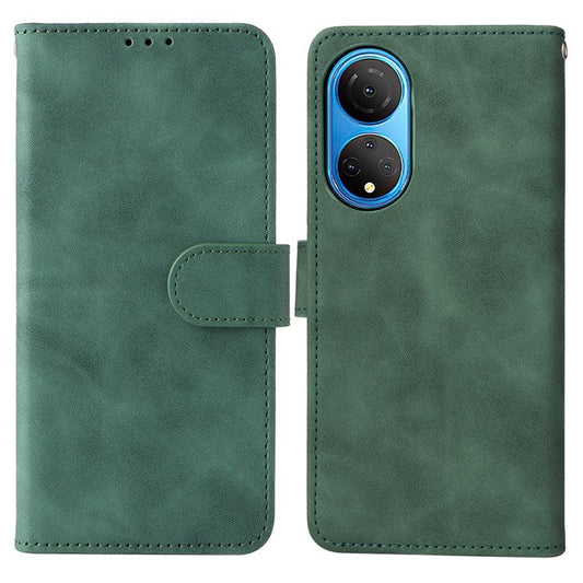 For Honor X7 Flip Wallet Phone Case Skin-Touch Feeling Leather Stand Function TPU Inner Shell Cover - Green