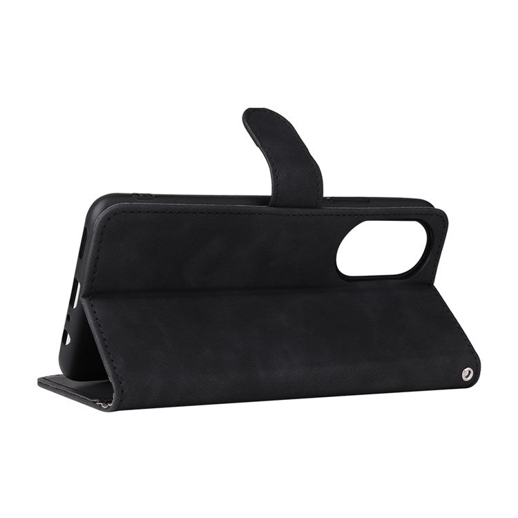 For Honor X7 Flip Wallet Phone Case Skin-Touch Feeling Leather Stand Function TPU Inner Shell Cover - Black