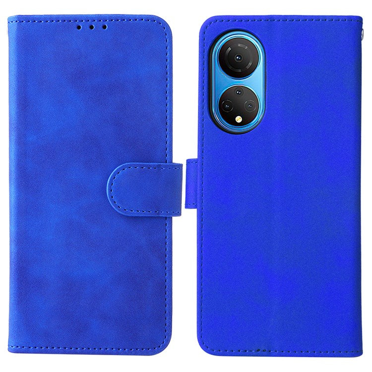 For Honor X7 Flip Wallet Phone Case Skin-Touch Feeling Leather Stand Function TPU Inner Shell Cover - Blue