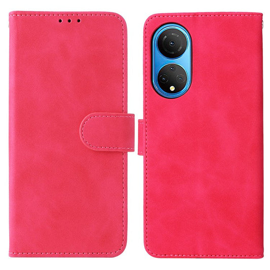 For Honor X7 Flip Wallet Phone Case Skin-Touch Feeling Leather Stand Function TPU Inner Shell Cover - Rose