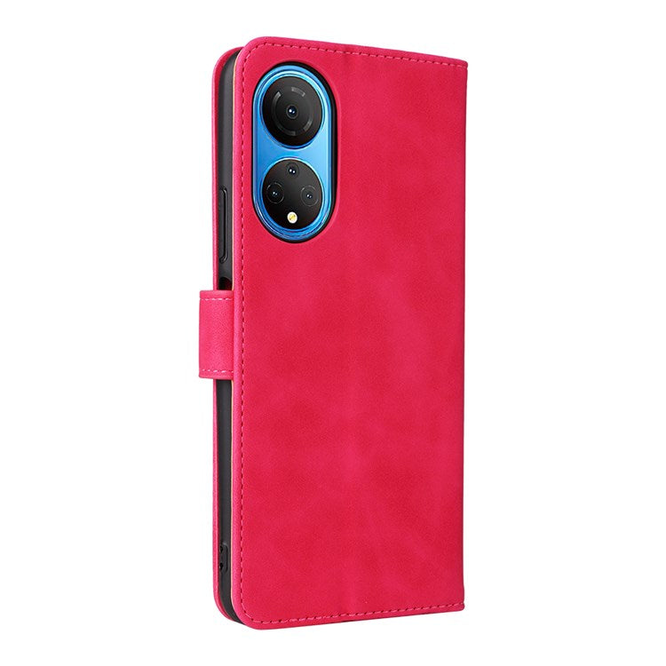 For Honor X7 Flip Wallet Phone Case Skin-Touch Feeling Leather Stand Function TPU Inner Shell Cover - Rose