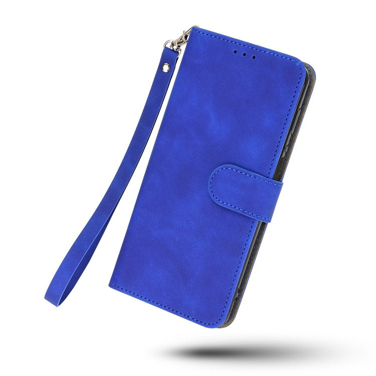For Honor X8 4G Skin-Touch Feeling Wallet Phone Case Flip Folio PU Leather Folding Stand Cover - Blue