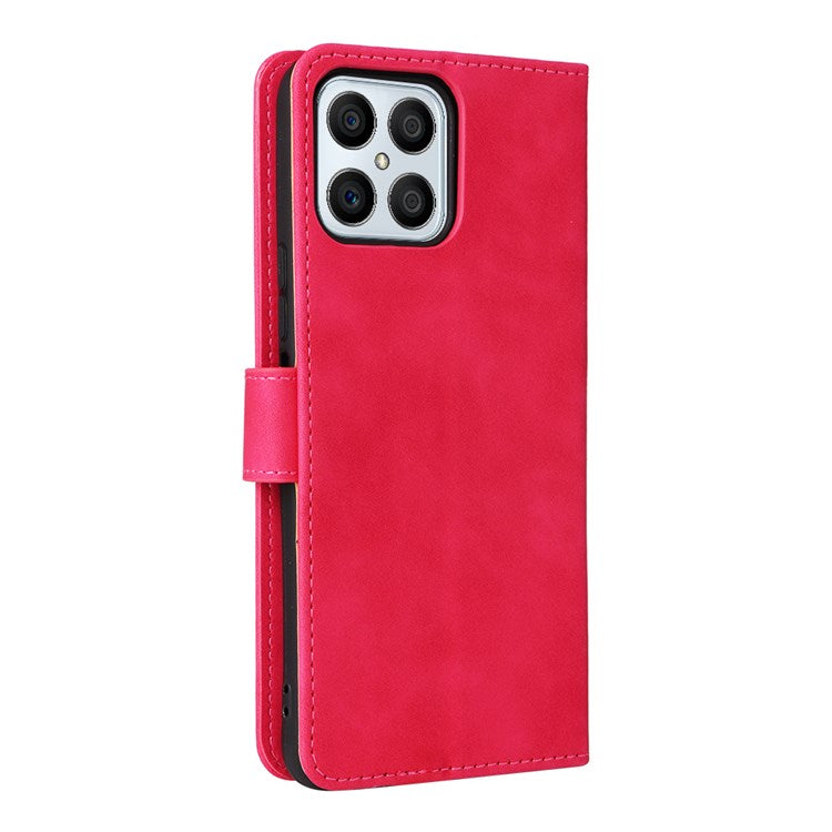 For Honor X8 4G Skin-Touch Feeling Wallet Phone Case Flip Folio PU Leather Folding Stand Cover - Rose