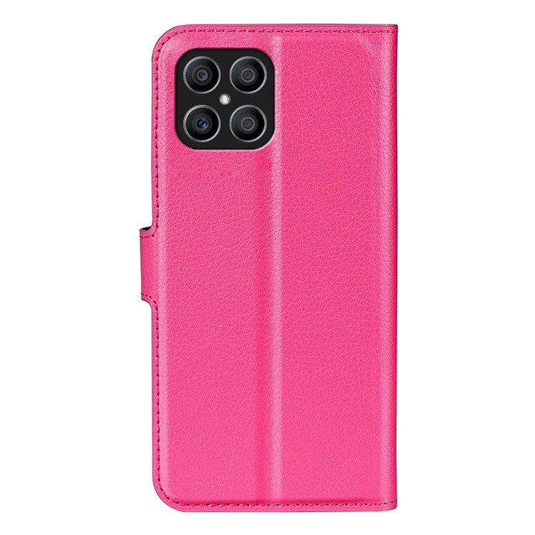For Honor X8 4G Litchi Texture PU Leather Wallet Mobile Phone Case Stand Function Drop-proof Phone Cover - Rose