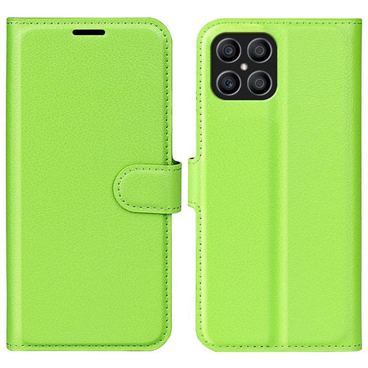 For Honor X8 4G Litchi Texture PU Leather Wallet Mobile Phone Case Stand Function Drop-proof Phone Cover - Green