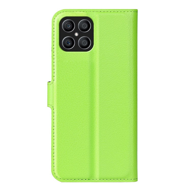 For Honor X8 4G Litchi Texture PU Leather Wallet Mobile Phone Case Stand Function Drop-proof Phone Cover - Green