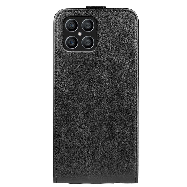 For Honor X8 4G Crazy Horse Texture Vertical Flip PU Leather Case Mobile Phone Shell with Card Holder - Black
