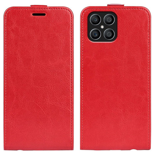 For Honor X8 4G Crazy Horse Texture Vertical Flip PU Leather Case Mobile Phone Shell with Card Holder - Red