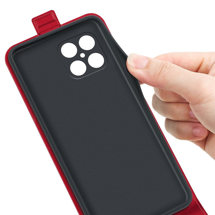 For Honor X8 4G Crazy Horse Texture Vertical Flip PU Leather Case Mobile Phone Shell with Card Holder - Red