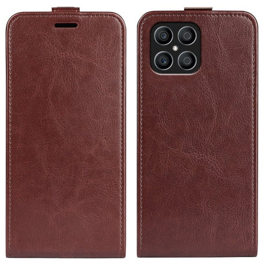 For Honor X8 4G Crazy Horse Texture Vertical Flip PU Leather Case Mobile Phone Shell with Card Holder - Brown