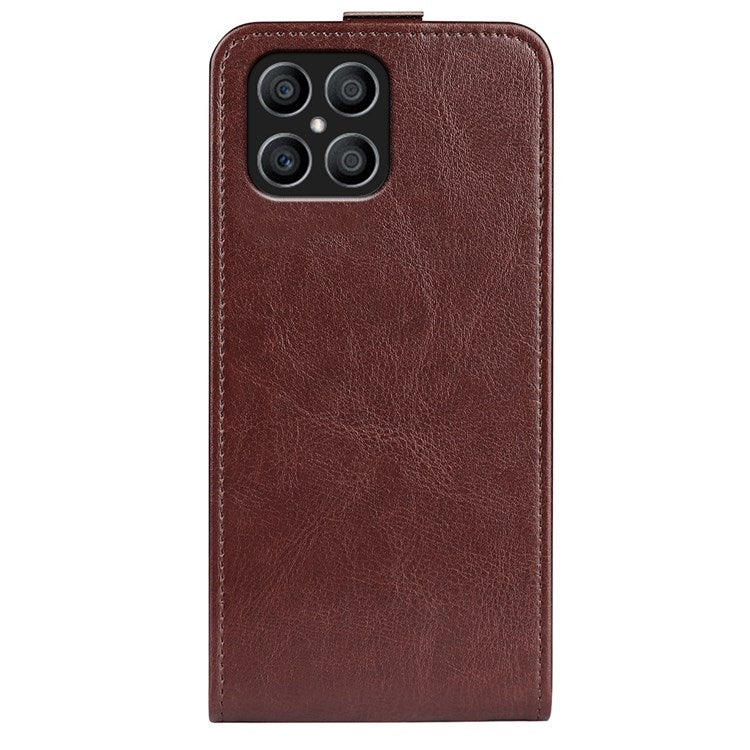 For Honor X8 4G Crazy Horse Texture Vertical Flip PU Leather Case Mobile Phone Shell with Card Holder - Brown