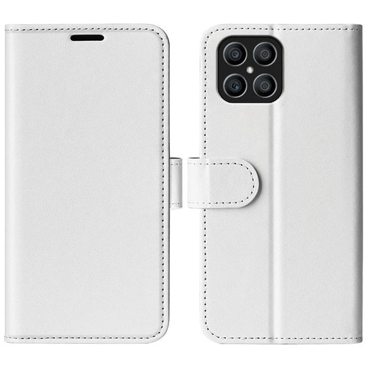 For Honor X8 4G Crazy Horse Texture Cell Phone Cover Folio Flip Leather Wallet Stand Protective Case - White