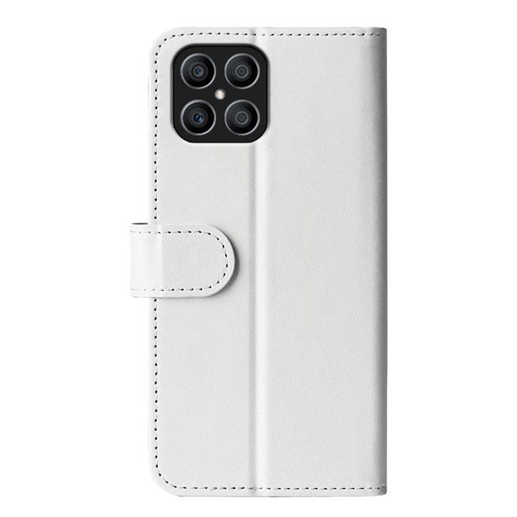 For Honor X8 4G Crazy Horse Texture Cell Phone Cover Folio Flip Leather Wallet Stand Protective Case - White