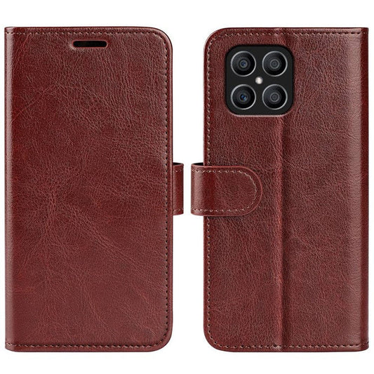 For Honor X8 4G Crazy Horse Texture Cell Phone Cover Folio Flip Leather Wallet Stand Protective Case - Brown