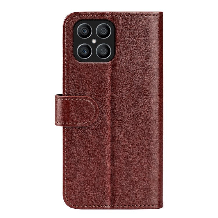 For Honor X8 4G Crazy Horse Texture Cell Phone Cover Folio Flip Leather Wallet Stand Protective Case - Brown