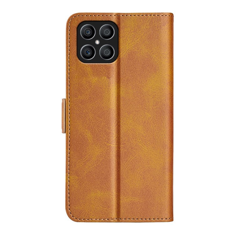For Honor X8 4G Textured PU Leather Phone Case Foldable Stand Wallet Function Protective Cover - Yellow