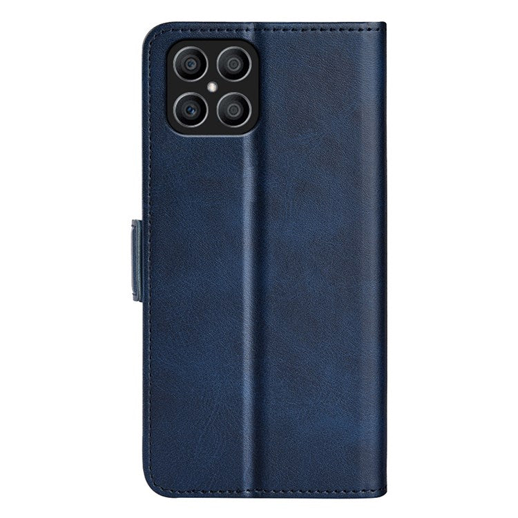For Honor X8 4G Textured PU Leather Phone Case Foldable Stand Wallet Function Protective Cover - Blue
