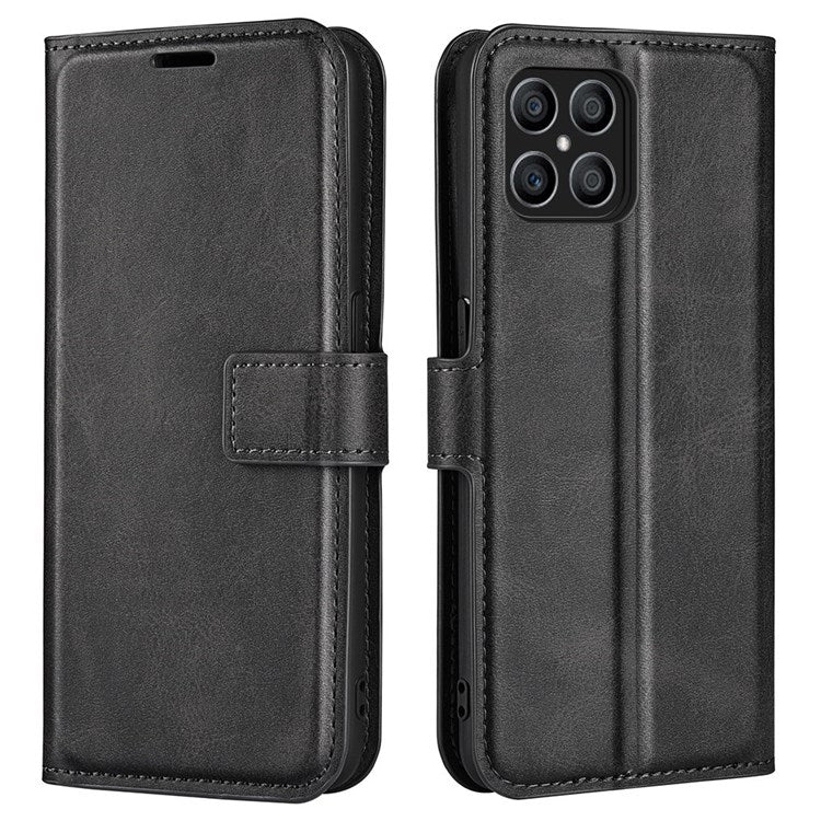 For Honor X8 4G Textured PU Leather Cover Stand Wallet Feature Magnetic Clasp Shockproof Flip Phone Case - Black