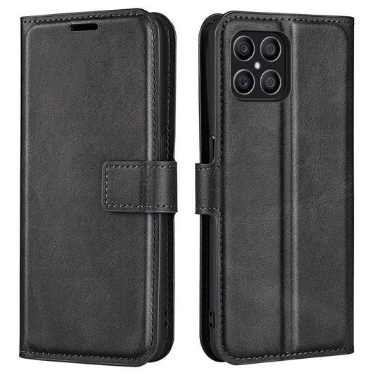 For Honor X8 4G Textured PU Leather Cover Stand Wallet Feature Magnetic Clasp Shockproof Flip Phone Case - Black