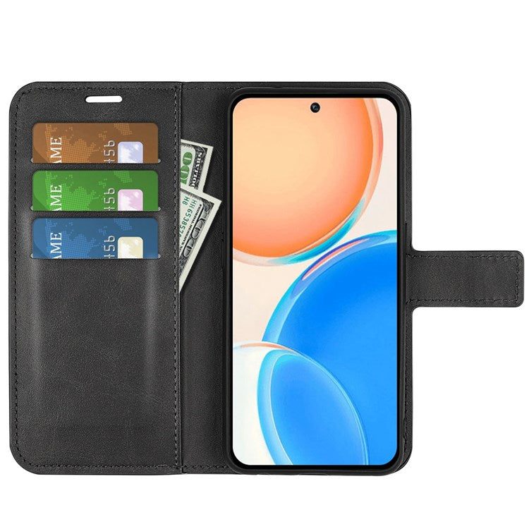 For Honor X8 4G Textured PU Leather Cover Stand Wallet Feature Magnetic Clasp Shockproof Flip Phone Case - Black