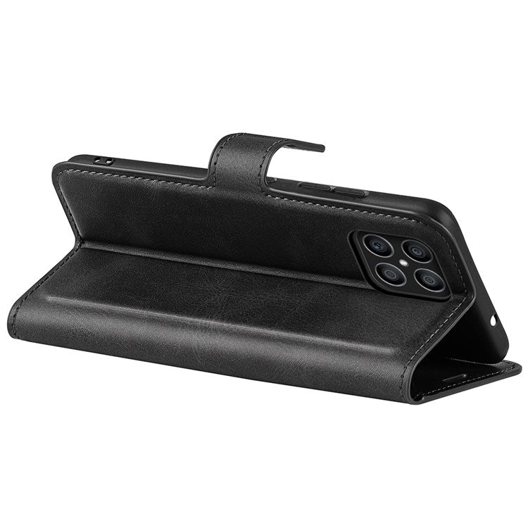 For Honor X8 4G Textured PU Leather Cover Stand Wallet Feature Magnetic Clasp Shockproof Flip Phone Case - Black
