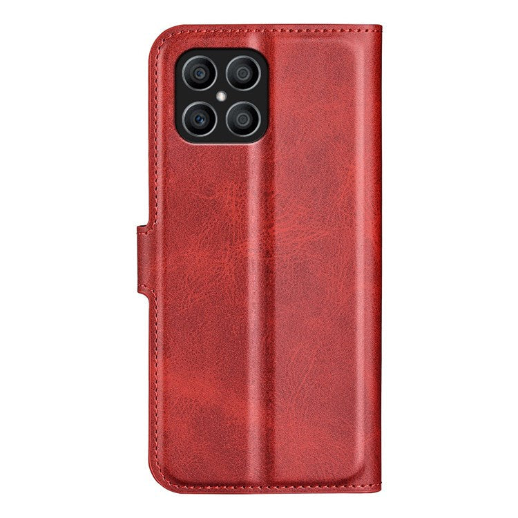 For Honor X8 4G Textured PU Leather Cover Stand Wallet Feature Magnetic Clasp Shockproof Flip Phone Case - Red