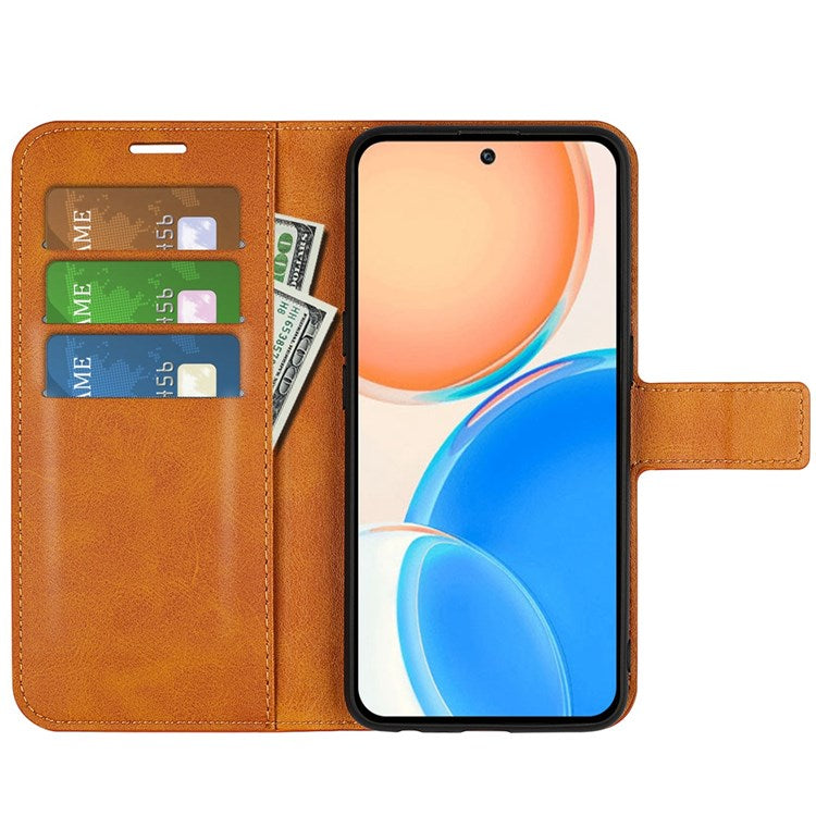 For Honor X8 4G Textured PU Leather Cover Stand Wallet Feature Magnetic Clasp Shockproof Flip Phone Case - Yellow