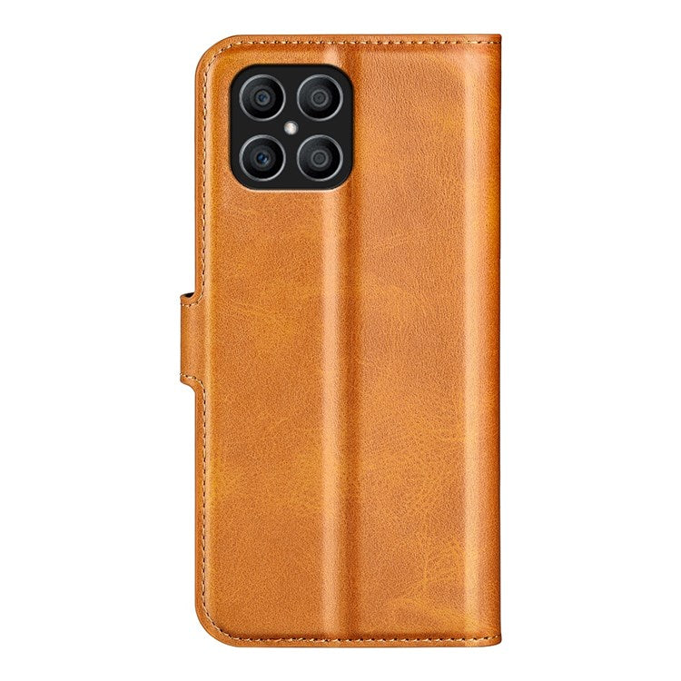 For Honor X8 4G Textured PU Leather Cover Stand Wallet Feature Magnetic Clasp Shockproof Flip Phone Case - Yellow