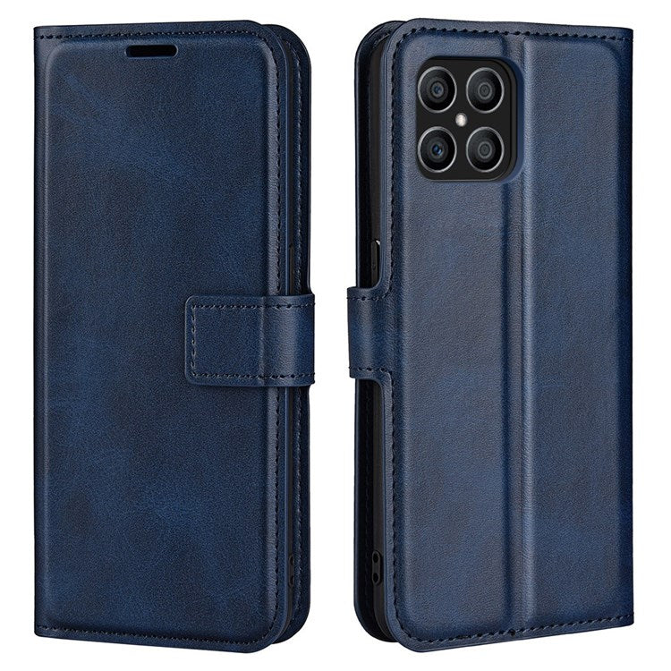 For Honor X8 4G Textured PU Leather Cover Stand Wallet Feature Magnetic Clasp Shockproof Flip Phone Case - Blue