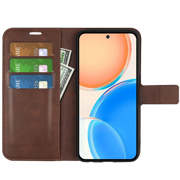 For Honor X8 4G Textured PU Leather Cover Stand Wallet Feature Magnetic Clasp Shockproof Flip Phone Case - Brown