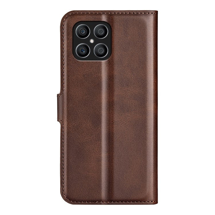 For Honor X8 4G Textured PU Leather Cover Stand Wallet Feature Magnetic Clasp Shockproof Flip Phone Case - Brown