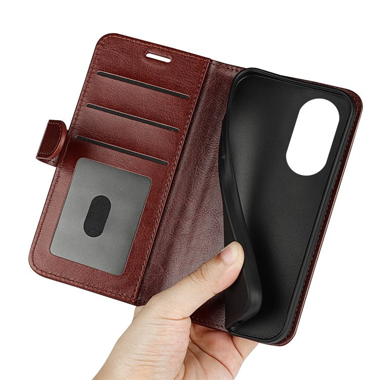 For Honor X7 Crazy Horse Texture Leather Phone Cover Folio Flip Stand Protective Case with Wallet - Brown