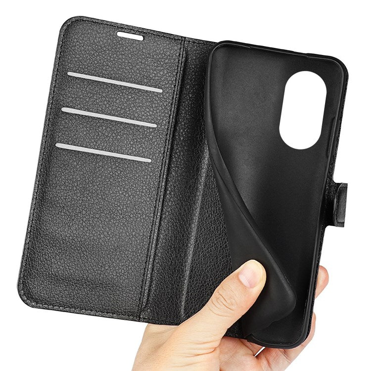 For Honor X7 Litchi Texture PU Leather Phone Full-protection Case Wallet Stand Function Shockproof Cover - Black