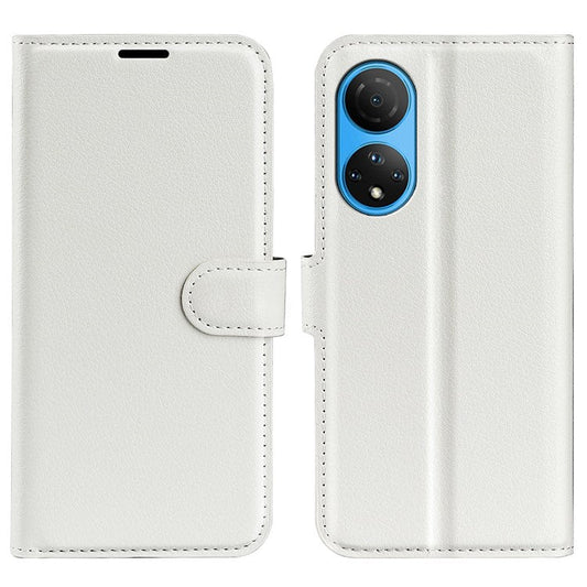 For Honor X7 Litchi Texture PU Leather Phone Full-protection Case Wallet Stand Function Shockproof Cover - White