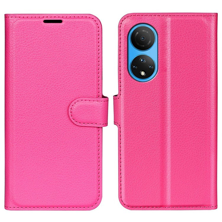 For Honor X7 Litchi Texture PU Leather Phone Full-protection Case Wallet Stand Function Shockproof Cover - Rose