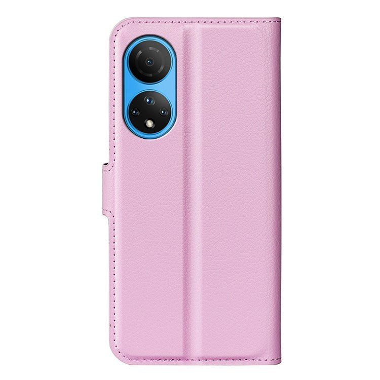 For Honor X7 Litchi Texture PU Leather Phone Full-protection Case Wallet Stand Function Shockproof Cover - Pink
