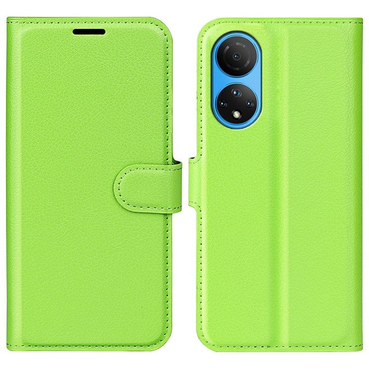 For Honor X7 Litchi Texture PU Leather Phone Full-protection Case Wallet Stand Function Shockproof Cover - Green