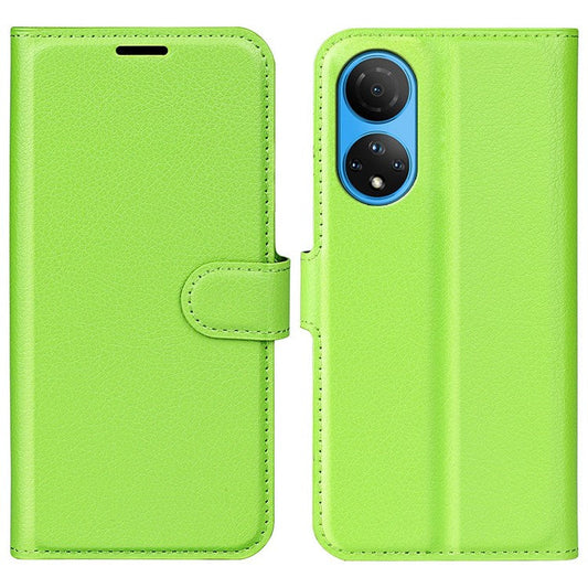 For Honor X7 Litchi Texture PU Leather Phone Full-protection Case Wallet Stand Function Shockproof Cover - Green