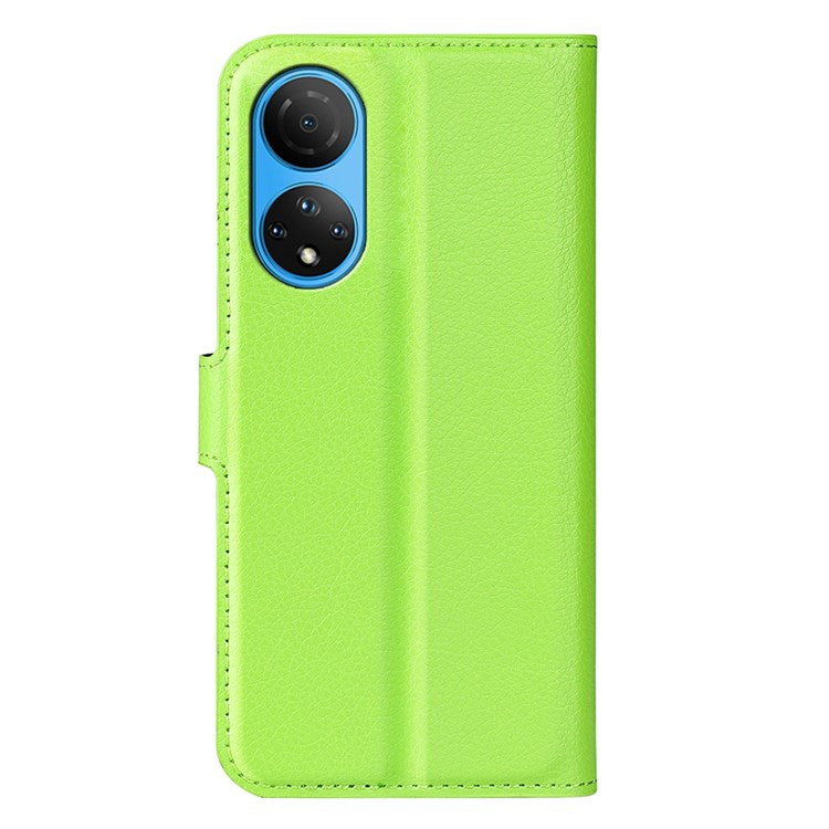 For Honor X7 Litchi Texture PU Leather Phone Full-protection Case Wallet Stand Function Shockproof Cover - Green