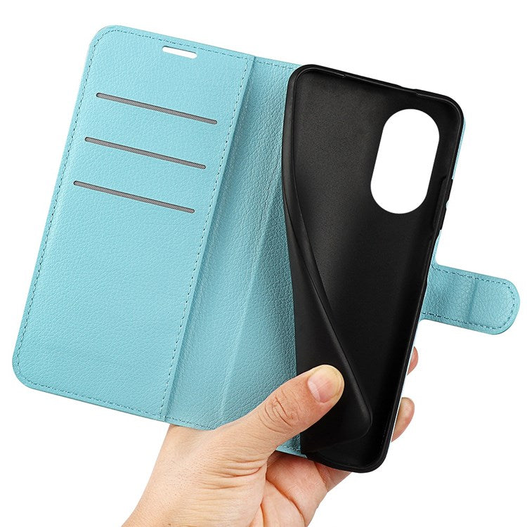 For Honor X7 Litchi Texture PU Leather Phone Full-protection Case Wallet Stand Function Shockproof Cover - Blue