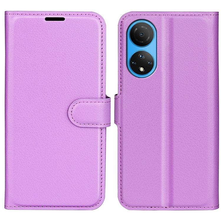 For Honor X7 Litchi Texture PU Leather Phone Full-protection Case Wallet Stand Function Shockproof Cover - Purple